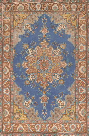 Traditional Blue Tabriz Persian Area Rug 6x9