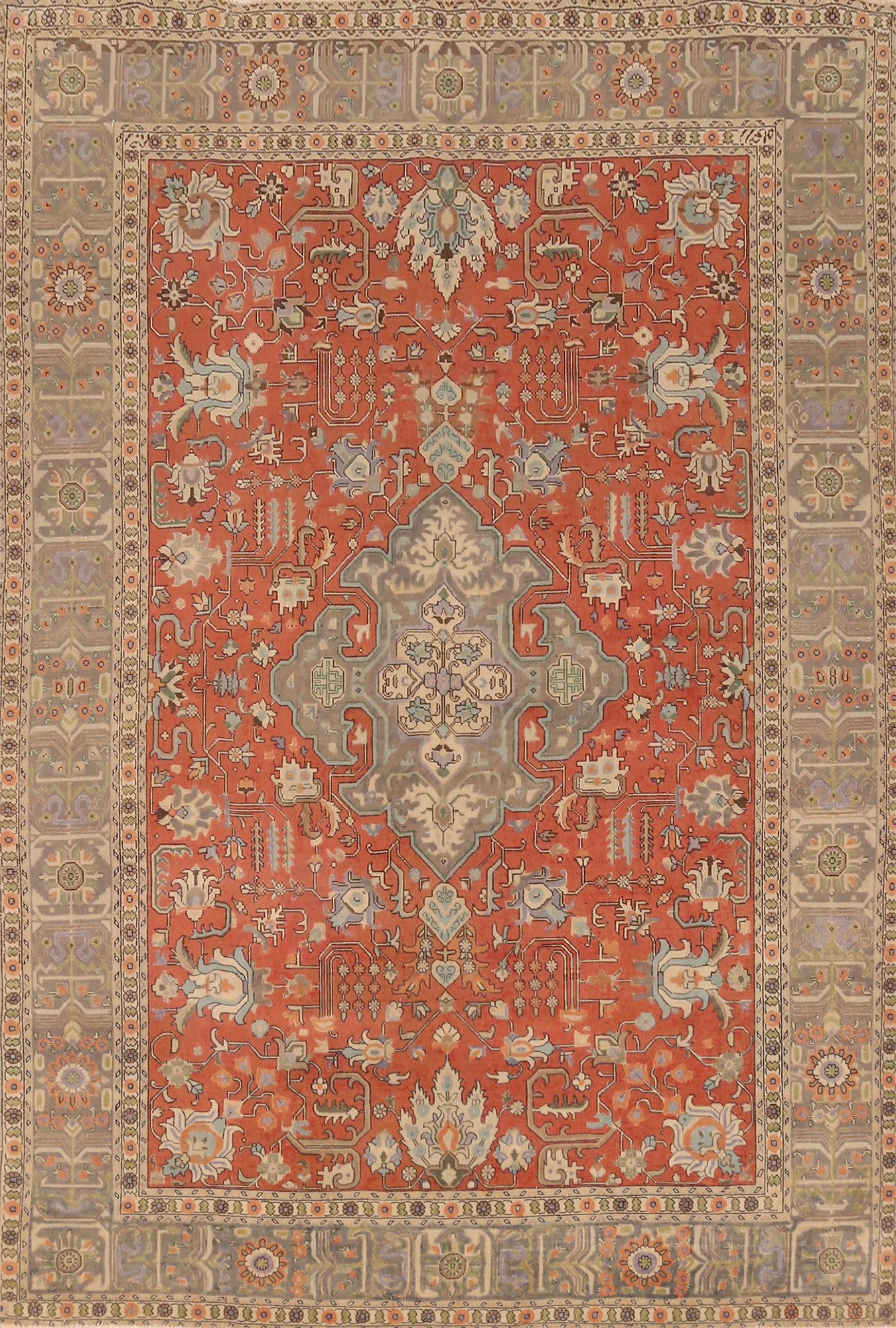 Geometric Wool Tabriz Persian Area Rug 8x11