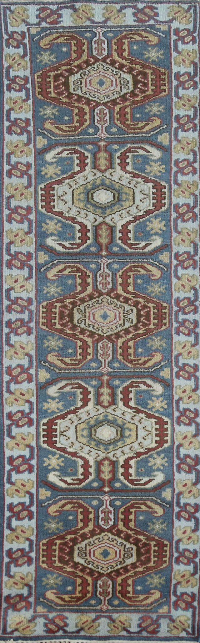 Handmade Blue Heriz Serapi Indian Runner Rug 3x10