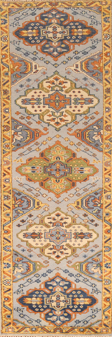 Geometric Heriz Serapi Indian Runner Rug 3x10