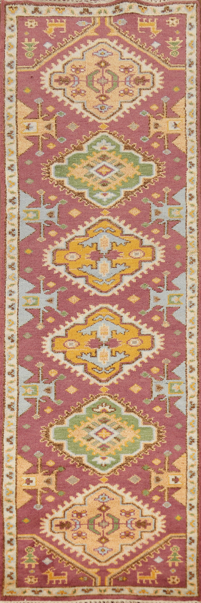 Geometric Wool Heriz Serapi Indian Runner Rug 3x10