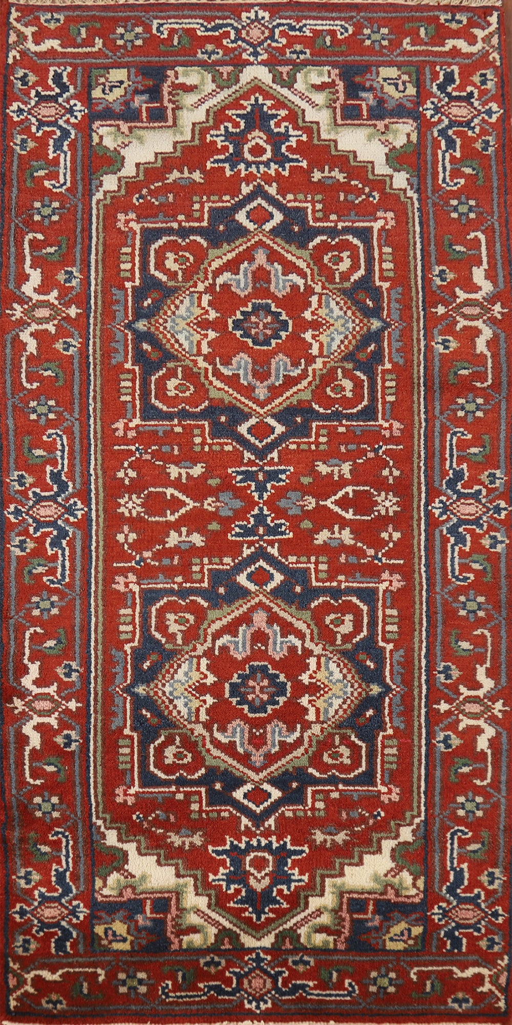 Geometric Wool Heriz Serapi Indian Rug 3x6