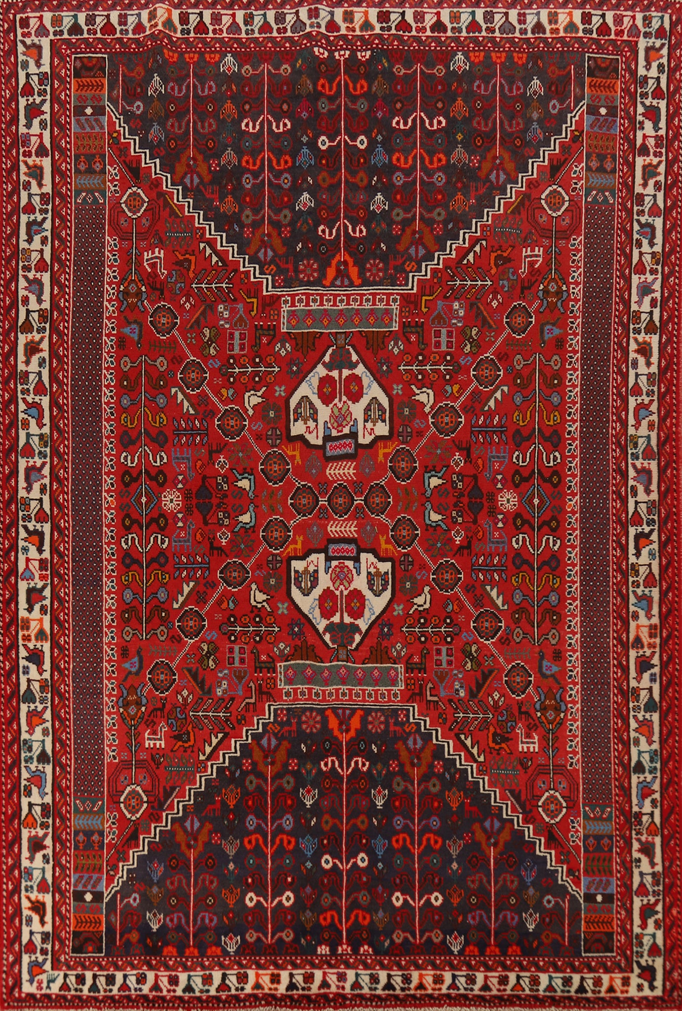 Tribal Wool Geometric Shiraz Persian Area Rug 7x9