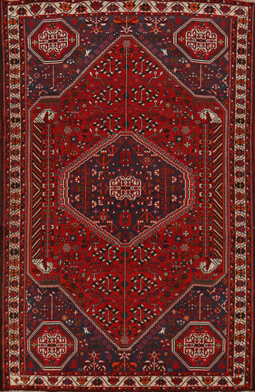 Vintage Wool Shiraz Persian Area Rug 7x9