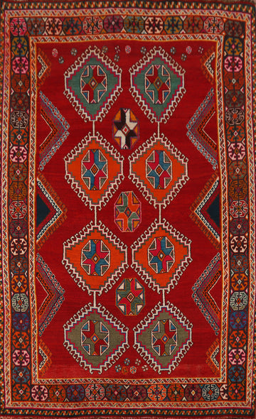 Vegetable Dye Red Shiraz Persian Area Rug 5x8