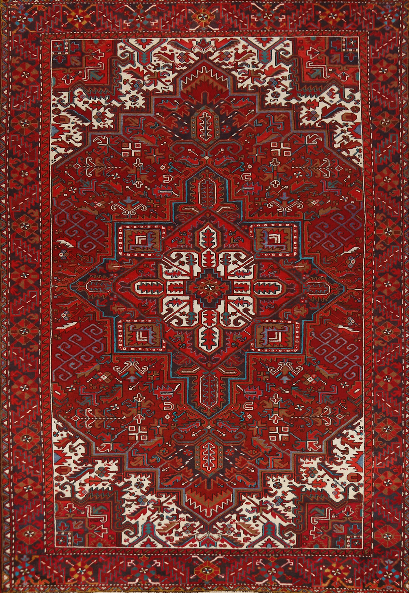 Red Geometric Heriz Persian Area Rug 8x12