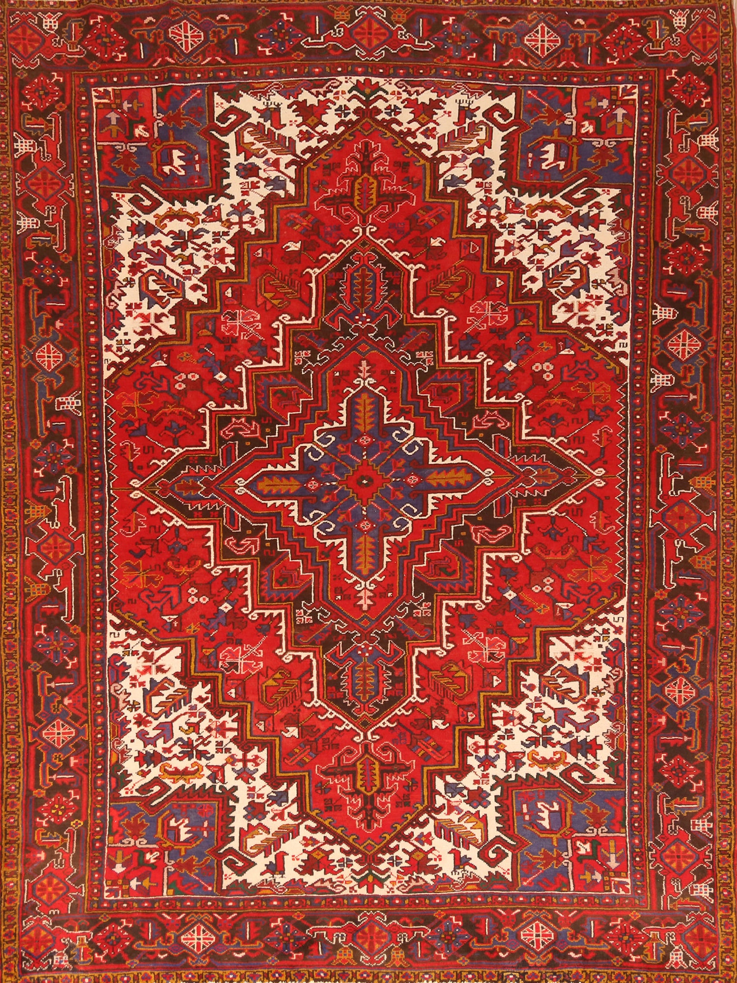 Vintage Geometric Heriz Persian Area Rug 8x11