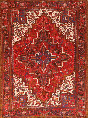 Vintage Geometric Heriz Persian Area Rug 8x11