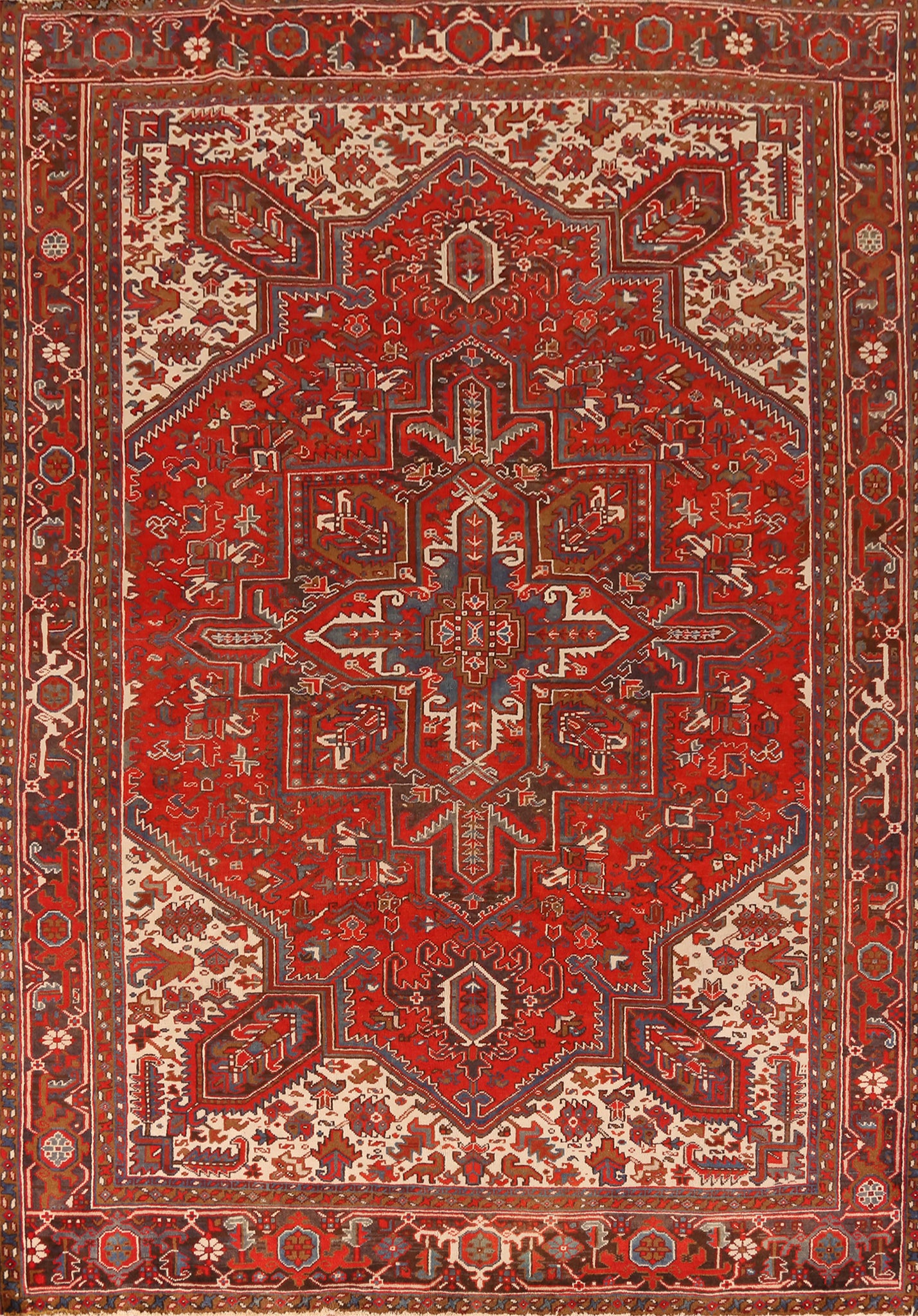 Red Geometric Heriz Persian Area Rug 8x11
