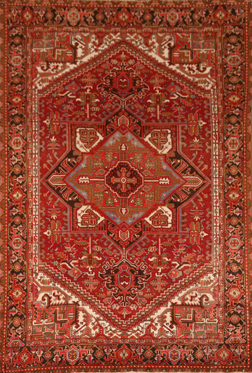 Red Handmade Heriz Persian Area Rug 8x11
