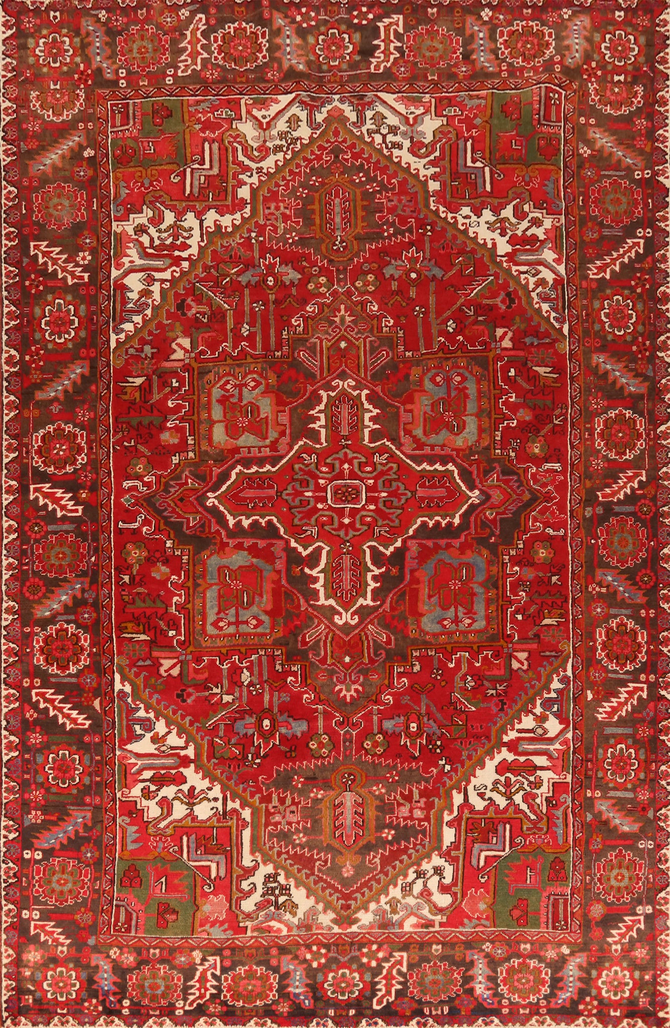 Red Vintage Heriz Persian Area Rug 8x11