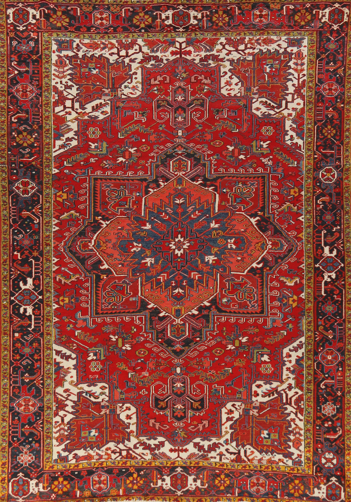 Vintage Geometric Heriz Persian Area Rug 8x11