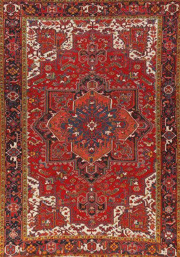 Vintage Geometric Heriz Persian Area Rug 8x11