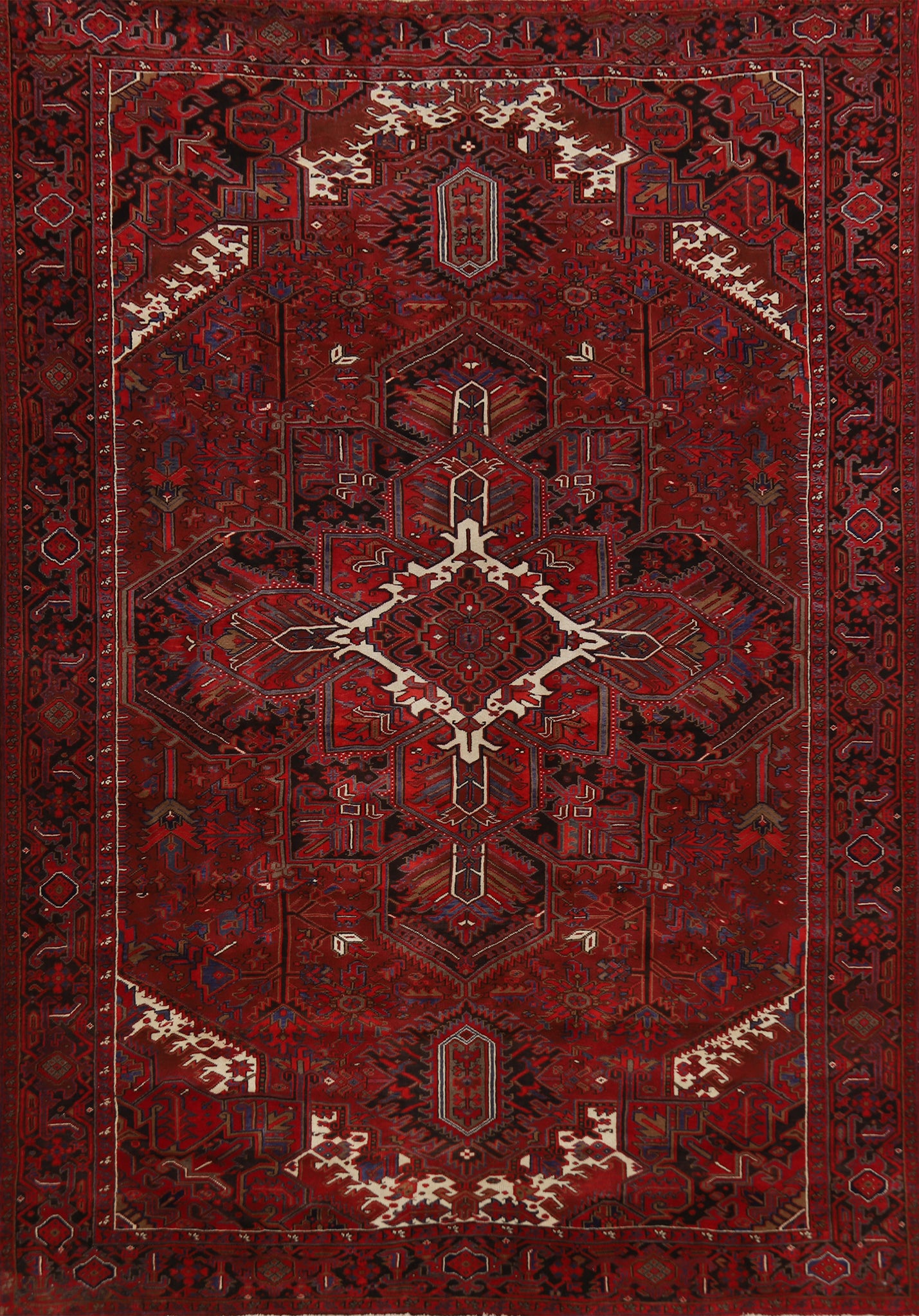 Red Geometric Heriz Persian Area Rug 10x13