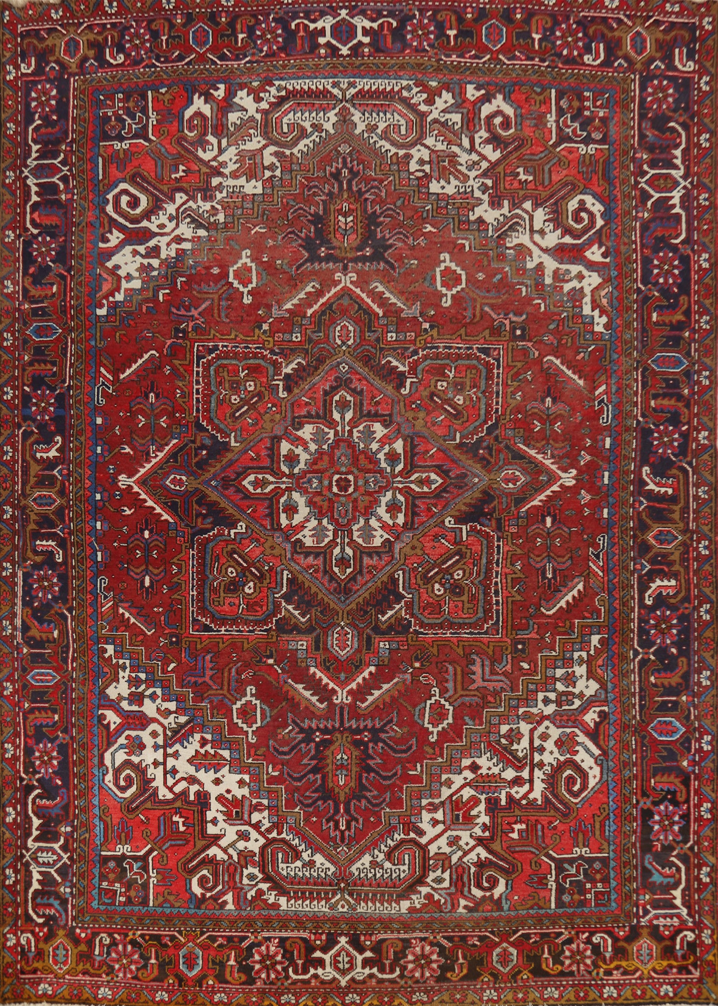 Geometric Wool Heriz Persian Area Rug 9x11