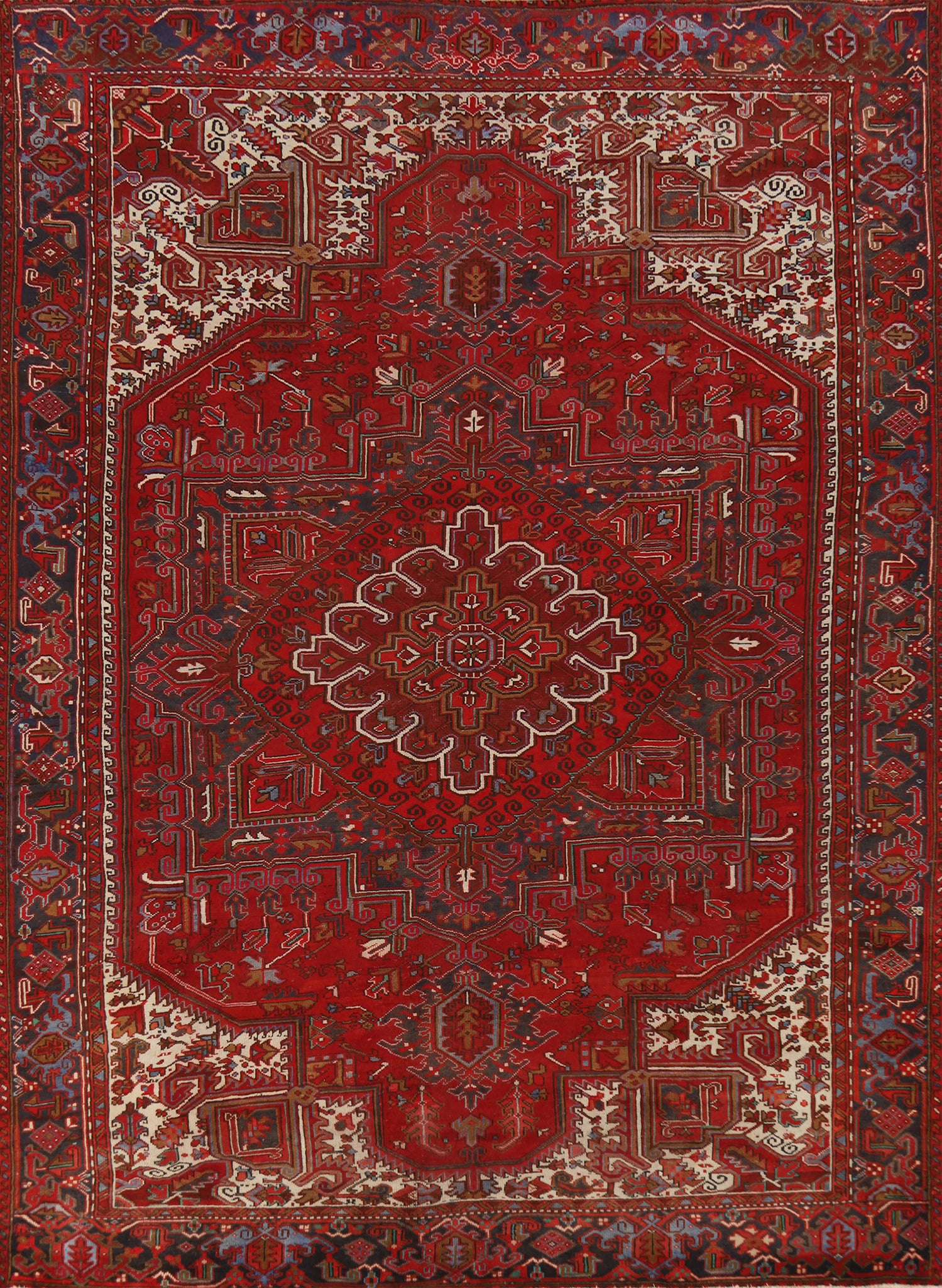Red Geometric Heriz Persian Area Rug 10x12