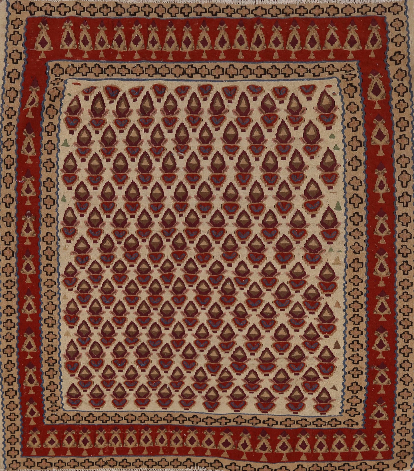 Geometric Senneh Kilim Persia Rug 5x5