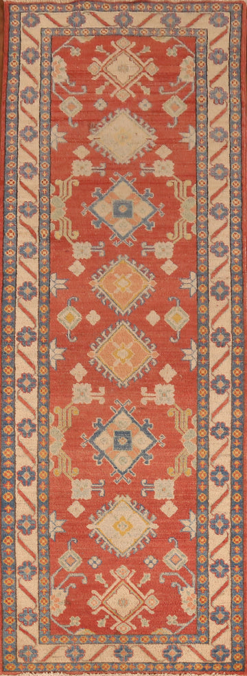 Geometric Kazak Oriental Runner Rug 3x10