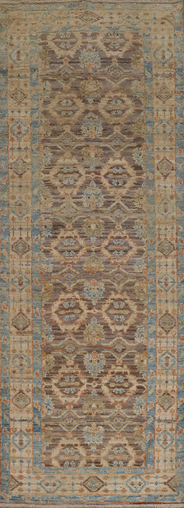 Vegetable Dye Wool Oushak Turkish Runner Rug 3x10
