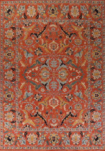 All-Over Orange Heriz Serapi Indian Large Rug 12x15