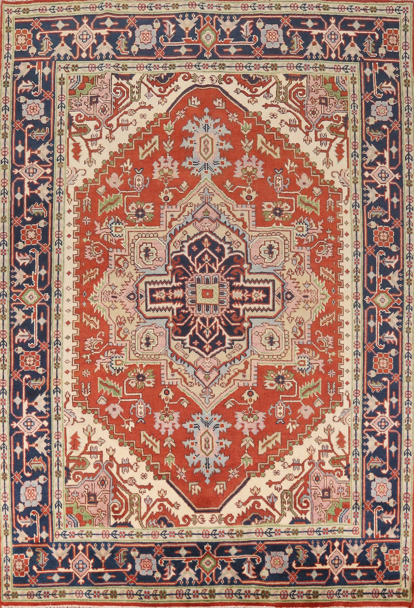 Orange Wool Heriz Serapi Indian Area Rug 8x10