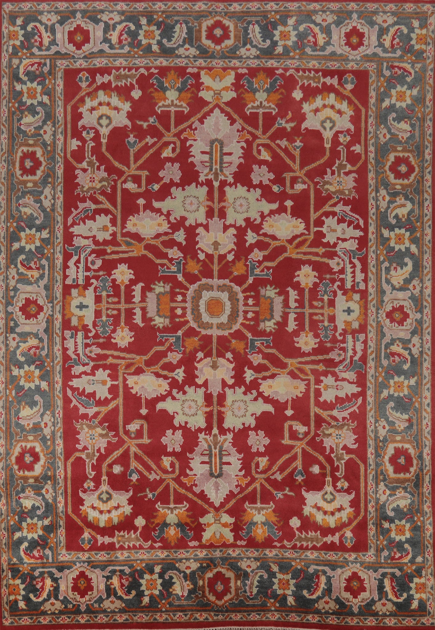 Geometric Red Heriz Serapi Indian Area Rug 9x12