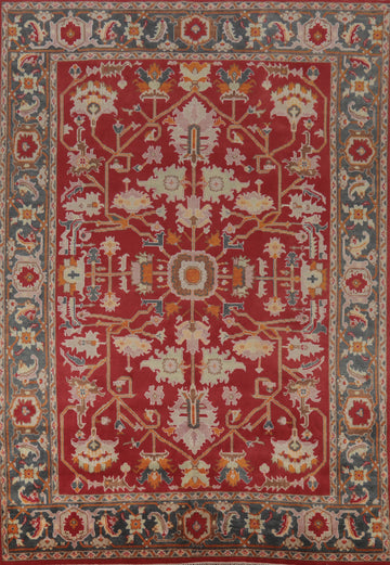 Geometric Red Heriz Serapi Indian Area Rug 9x12
