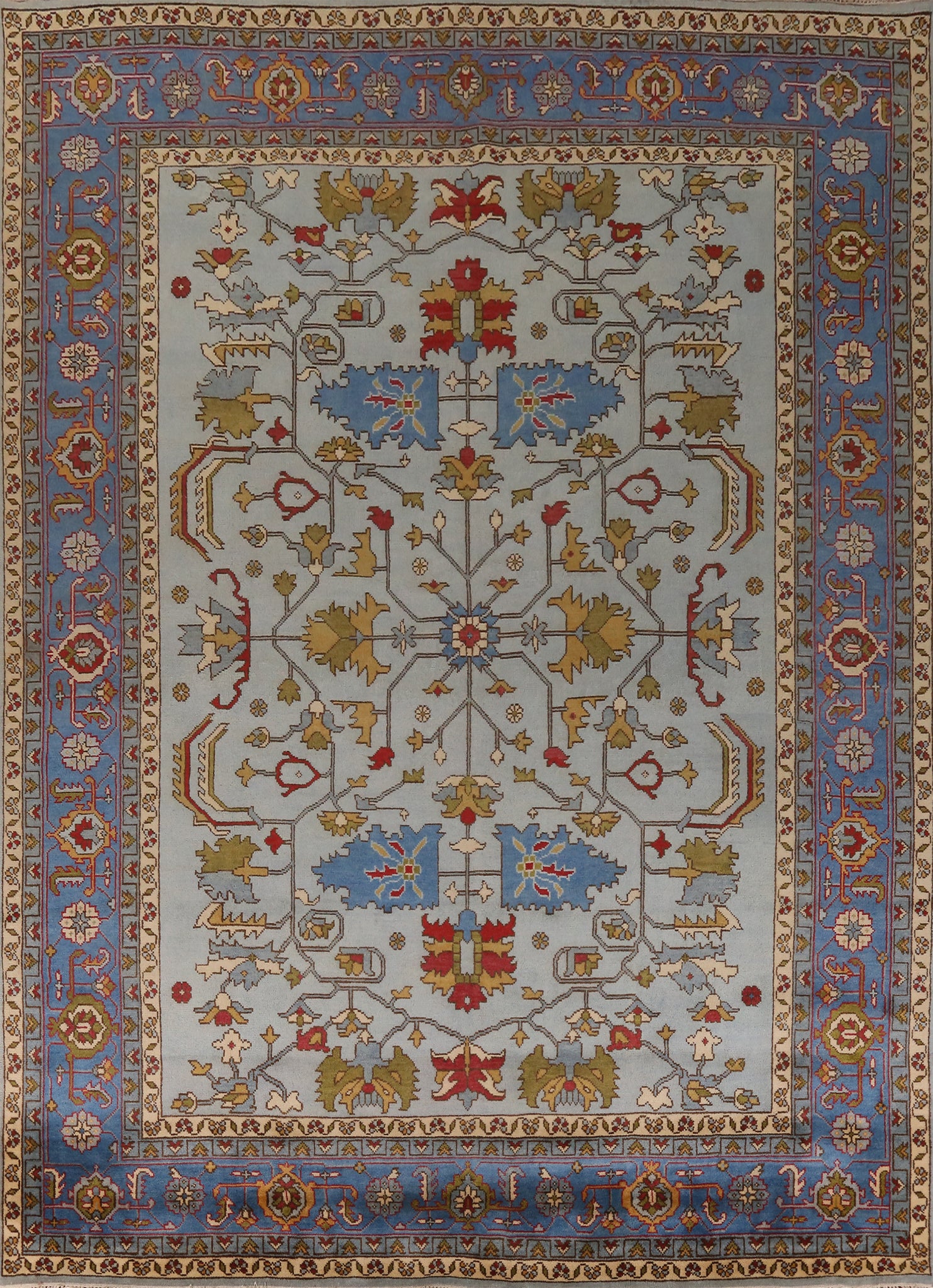Light Blue Wool Heriz Serapi Indian Large Rug 12x15