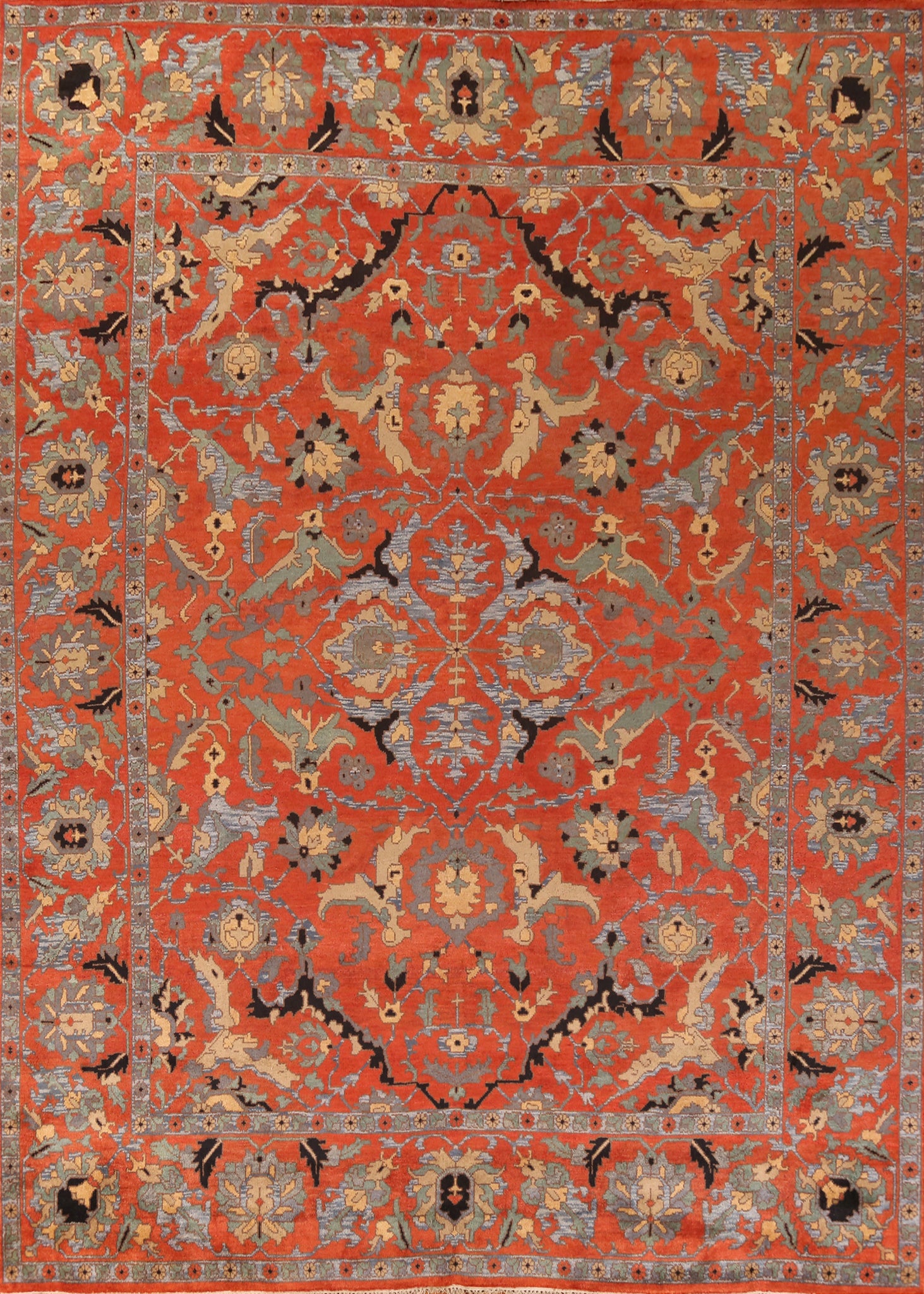 All-Over Floral Heriz Serapi Indian Large Rug 12x15