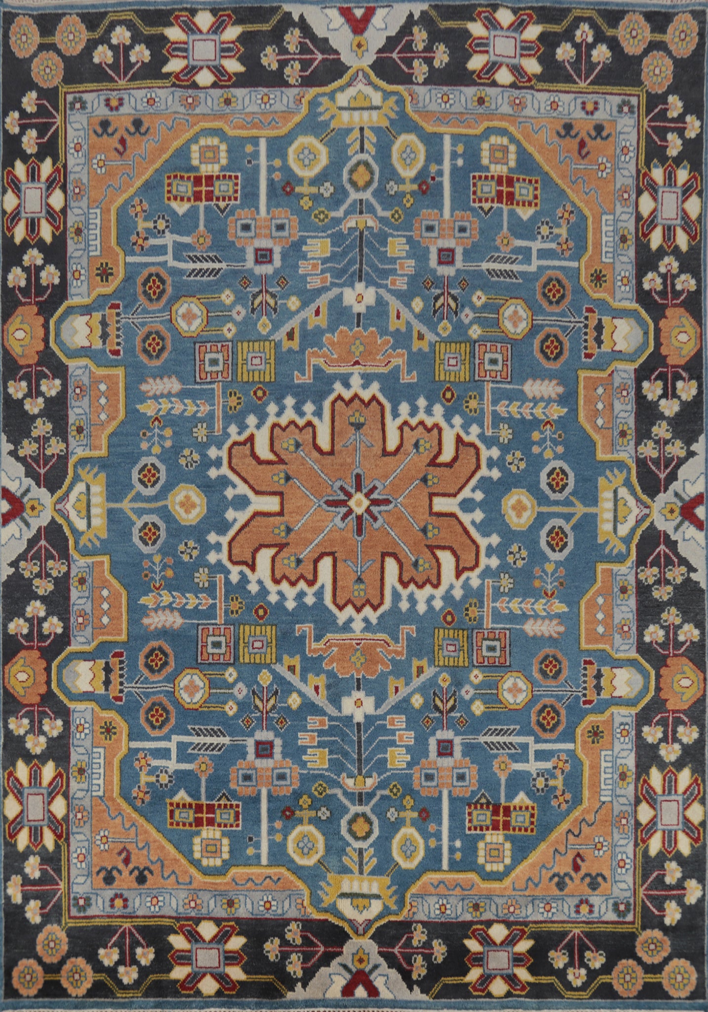 Blue Geometric Heriz Serapi Indian Area Rug 8x10