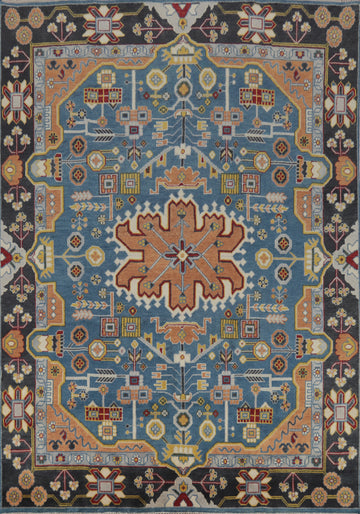 Blue Geometric Heriz Serapi Indian Area Rug 8x10