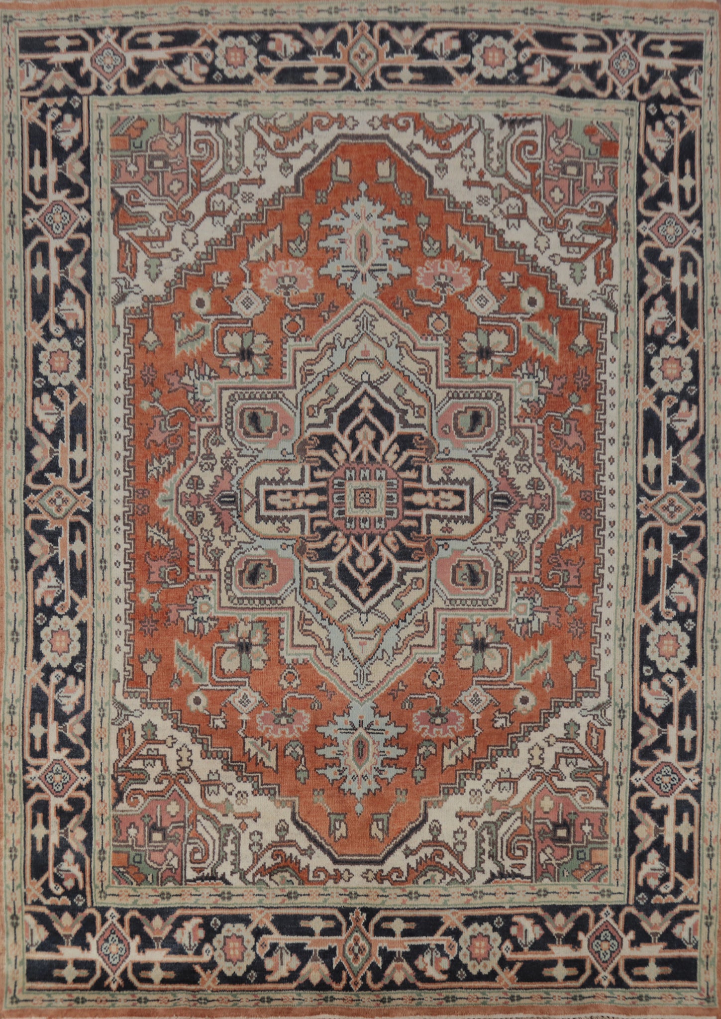 Orange Wool Heriz Serapi Indian Area Rug 8x10