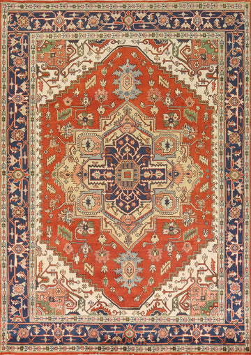Orange Wool Heriz Serapi Indian Area Rug 9x12
