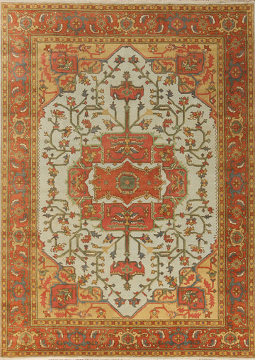 Light Blue Medallion Heriz Serapi Indian Area Rug 9x12