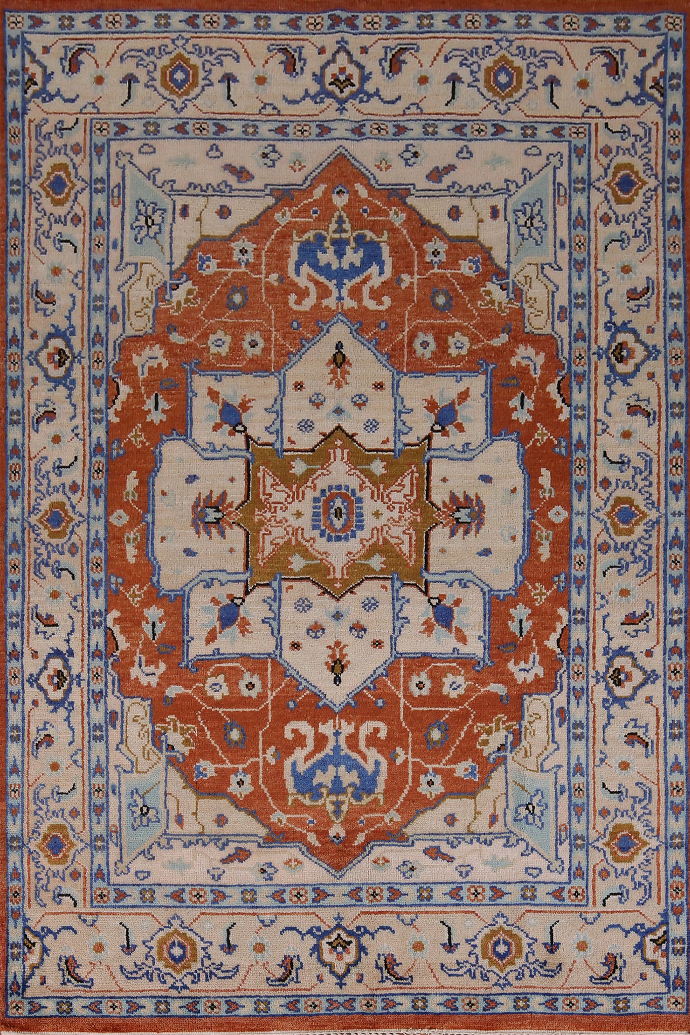 Orange Wool Oushak Indian Area Rug 8x11