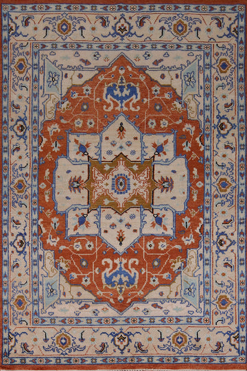 Orange Wool Oushak Indian Area Rug 8x11