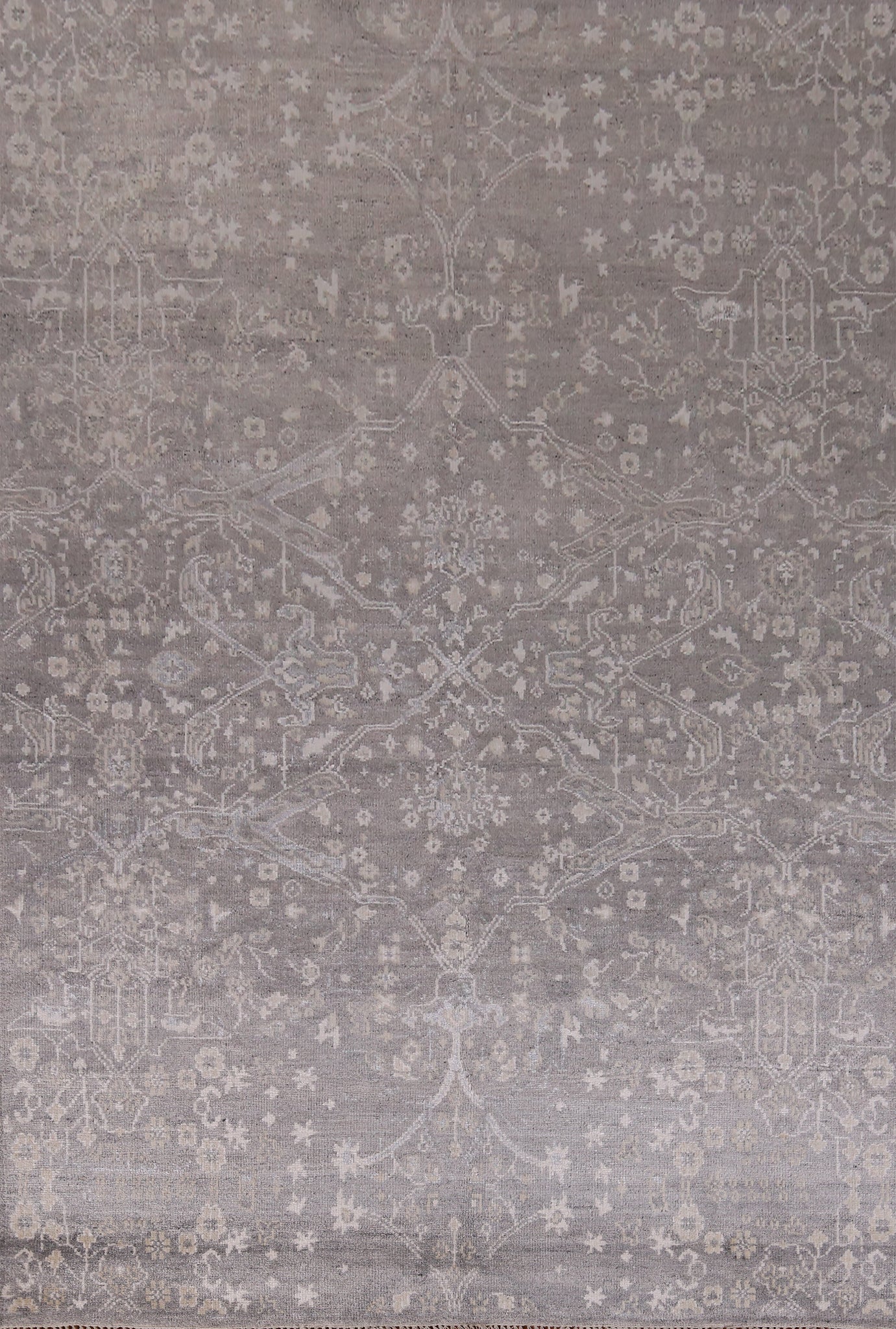 All-Over Gray Oushak Indian Area Rug 9x12