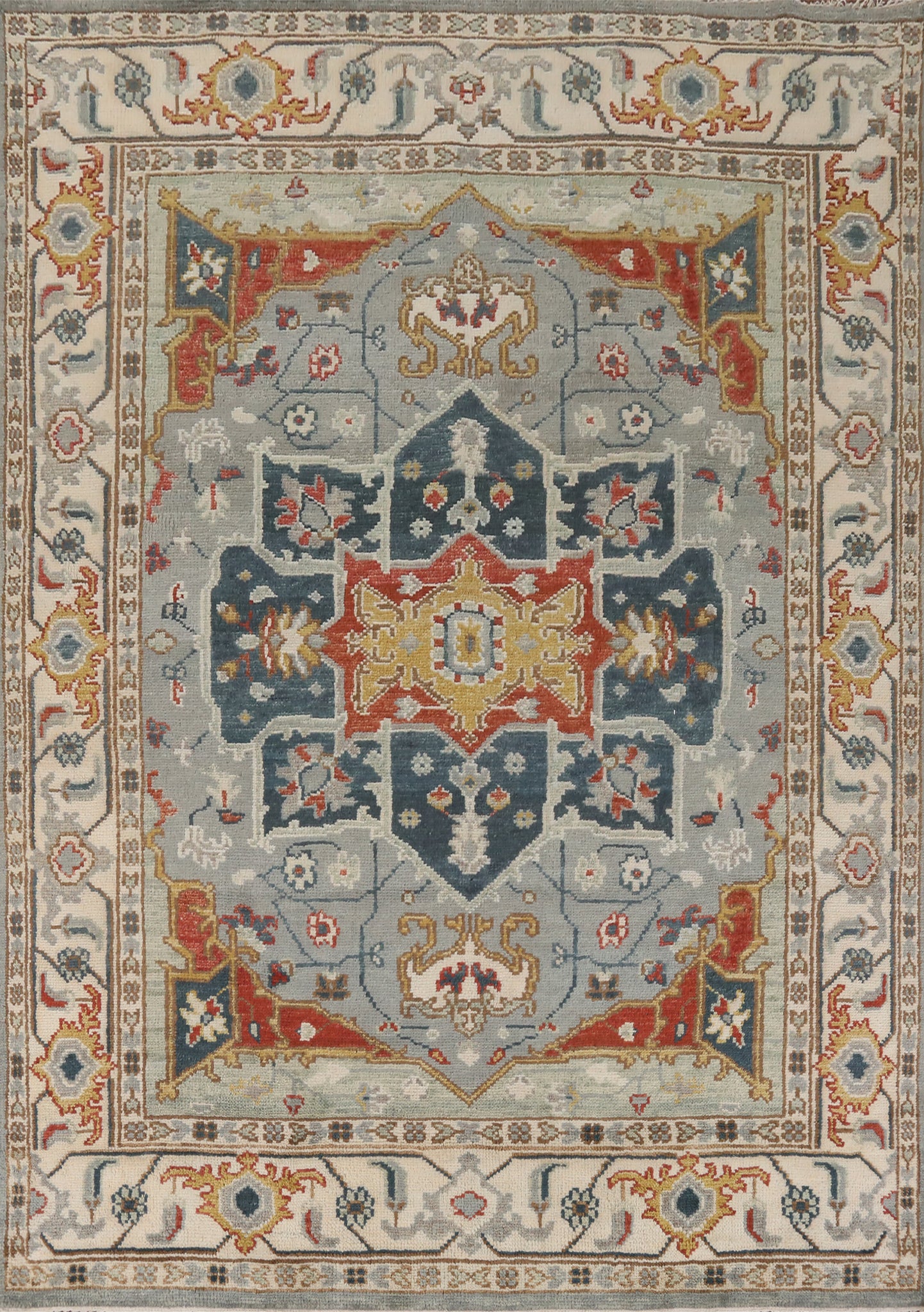 Light Gray Wool Oushak Indian Area Rug 8x10