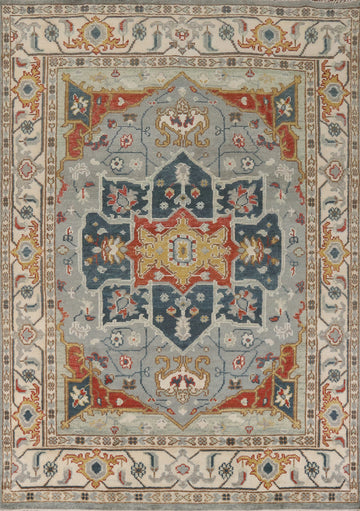 Light Gray Wool Oushak Indian Area Rug 8x10
