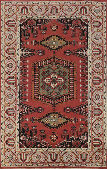 Geometric Wool Viss Indian Area Rug 6x9