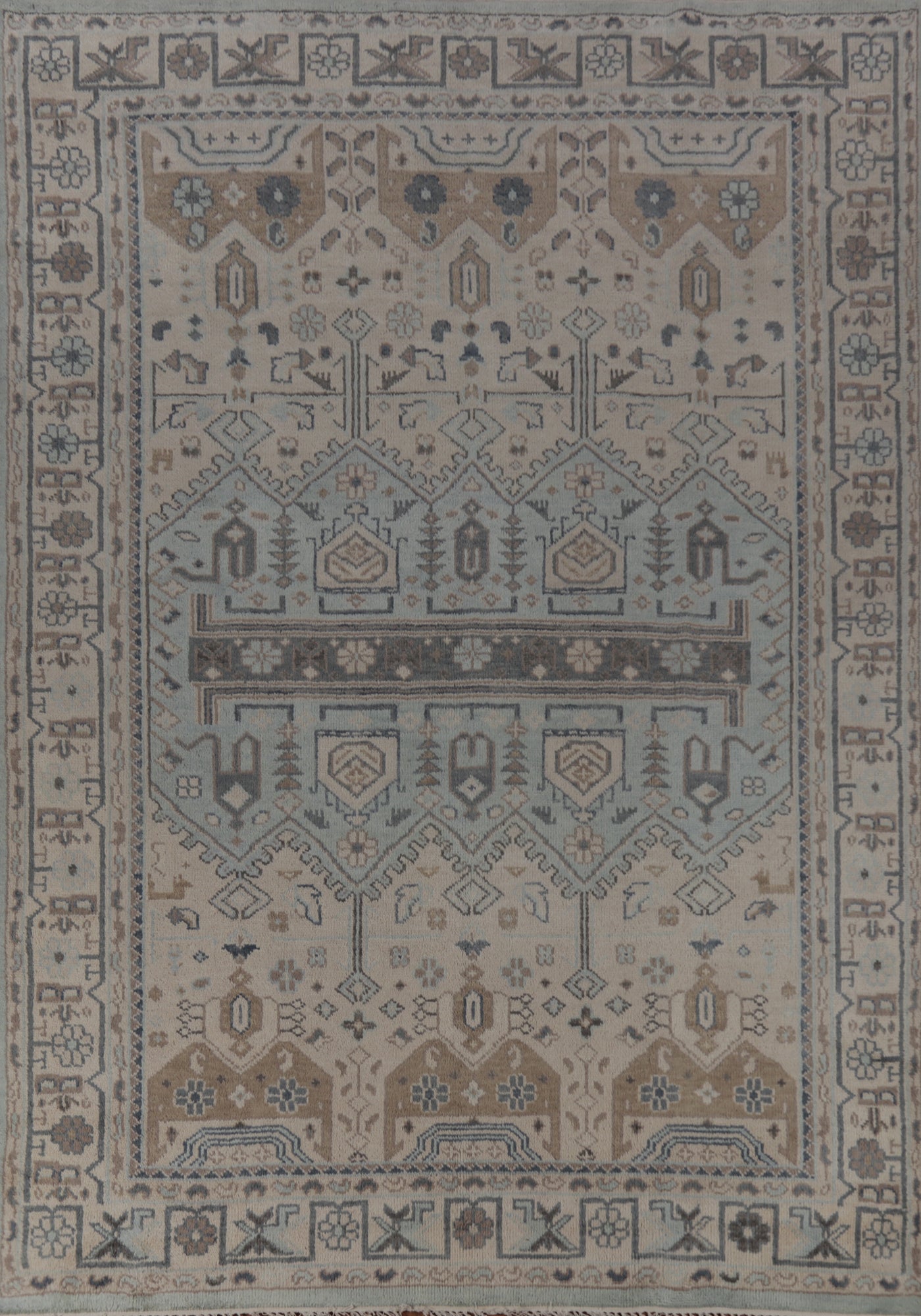 Light Blue Geometric Oushak Indian Area Rug 9x12