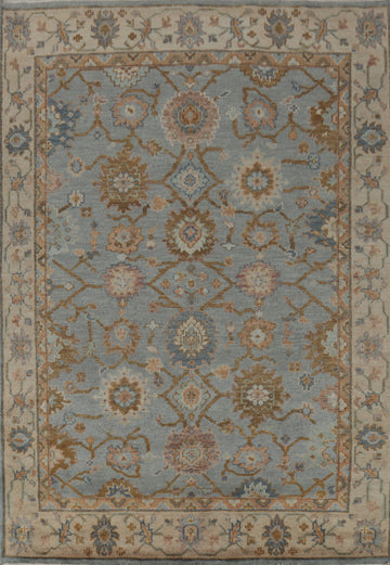 All-Over Floral Gray Oushak Indian Area Rug 8x10
