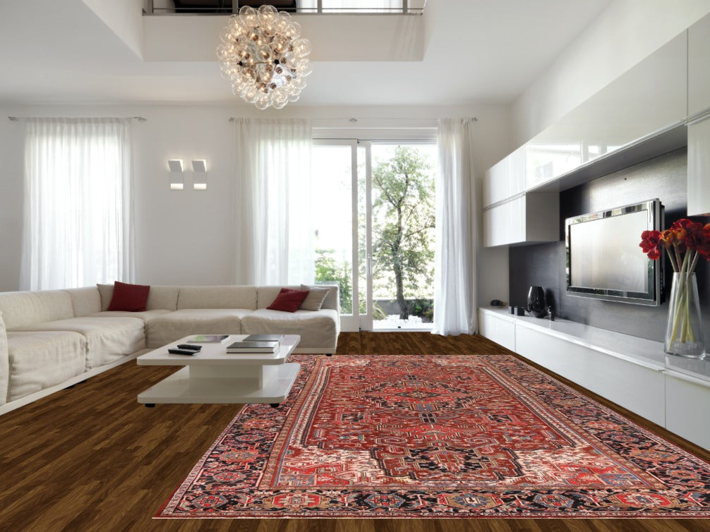 Geometric Heriz Persian Large Rug 10x19
