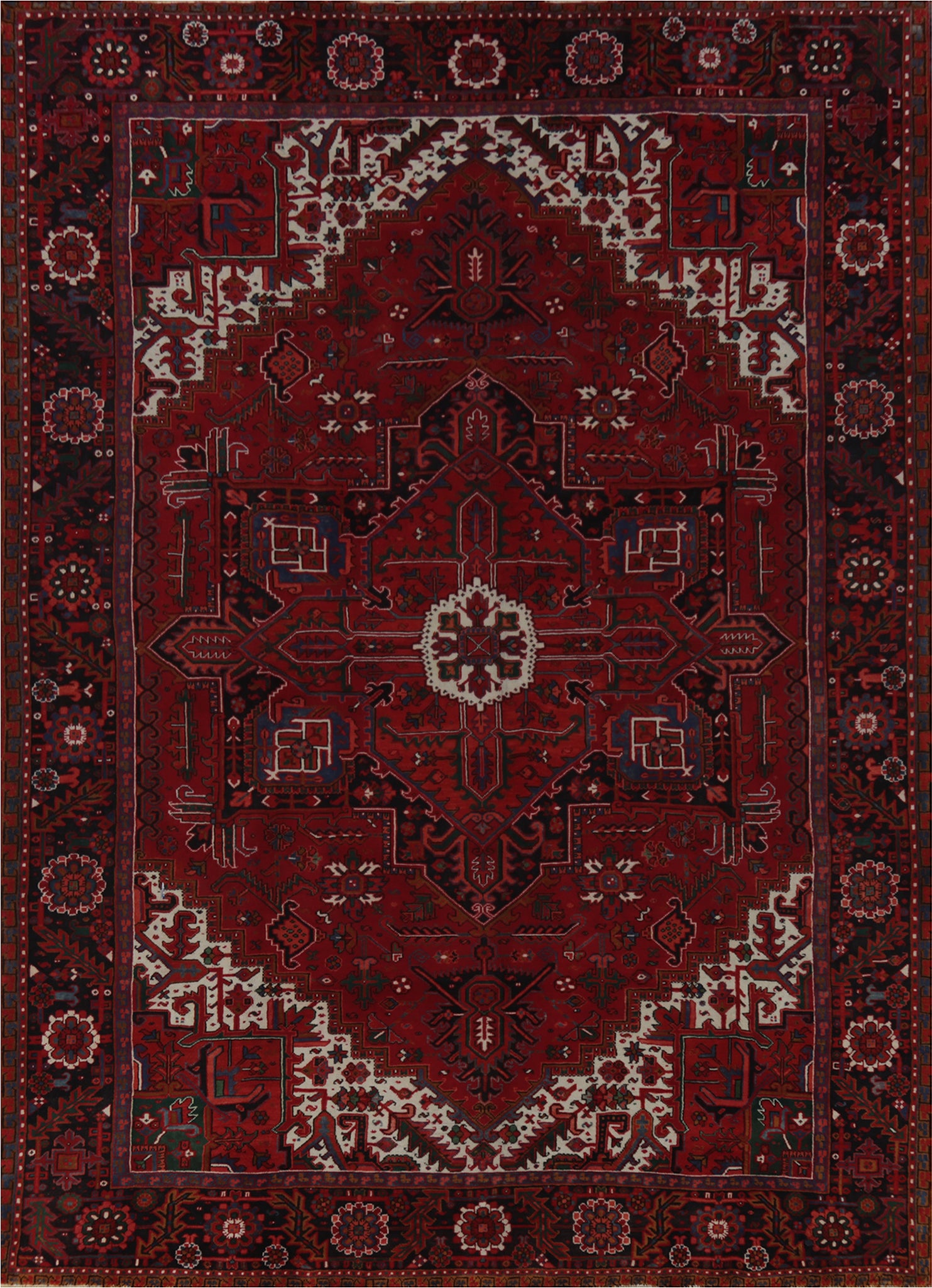 Geometric Red Heriz Persian Area Rug 10x13