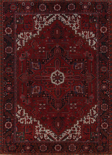 Geometric Red Heriz Persian Area Rug 10x13
