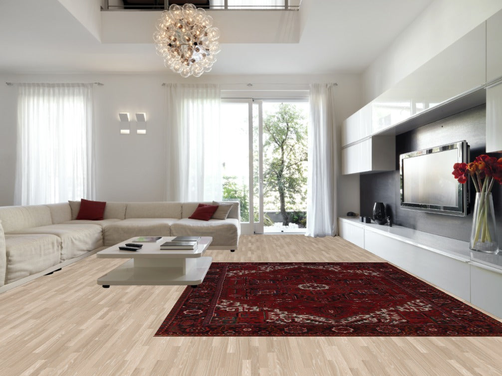 Geometric Red Heriz Persian Area Rug 10x13