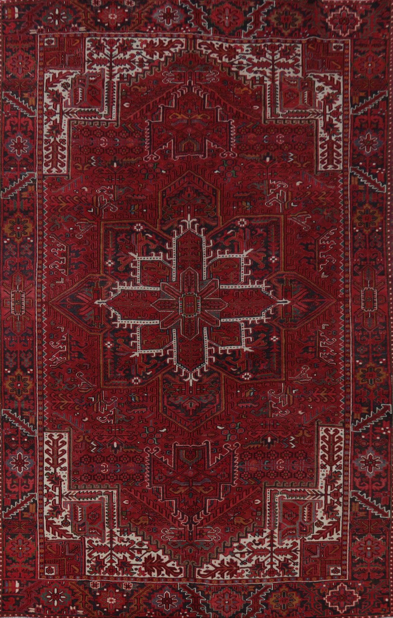 Red Wool Geometric Heriz Persian Area Rug 8x11