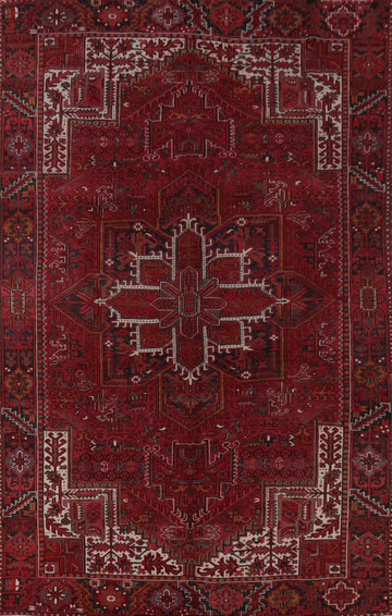 Red Wool Geometric Heriz Persian Area Rug 8x11
