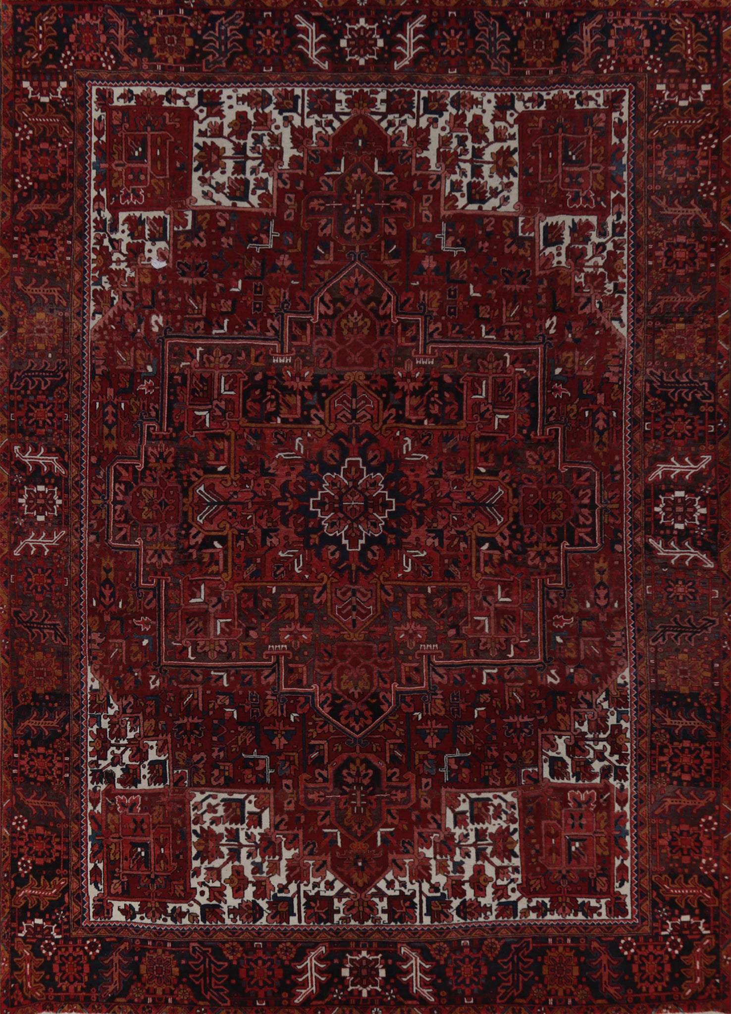Handmade Red Heriz Persian Area Rug 10x13