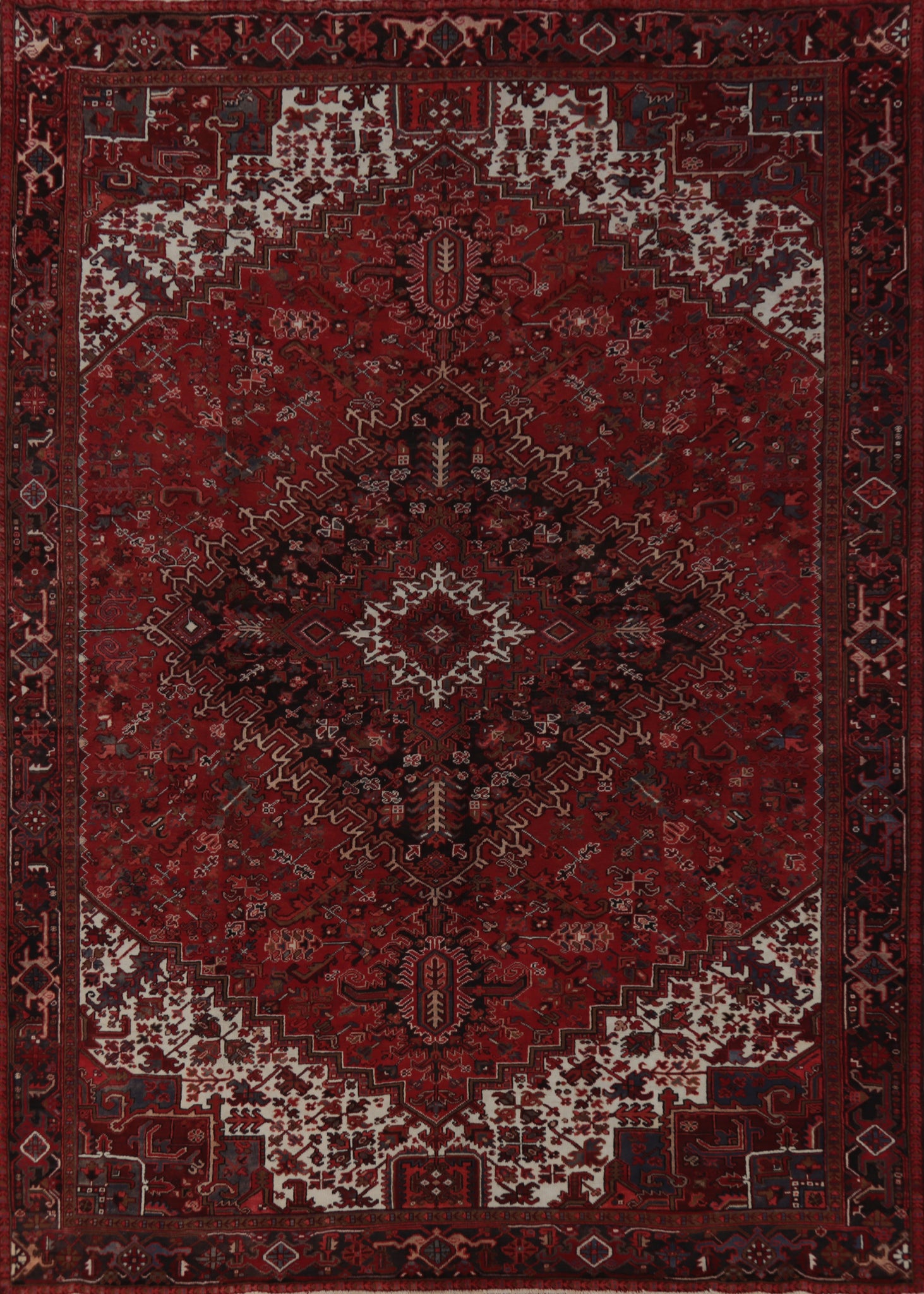 Geometric Wool Medallion Heriz Persian Area Rug 10x13